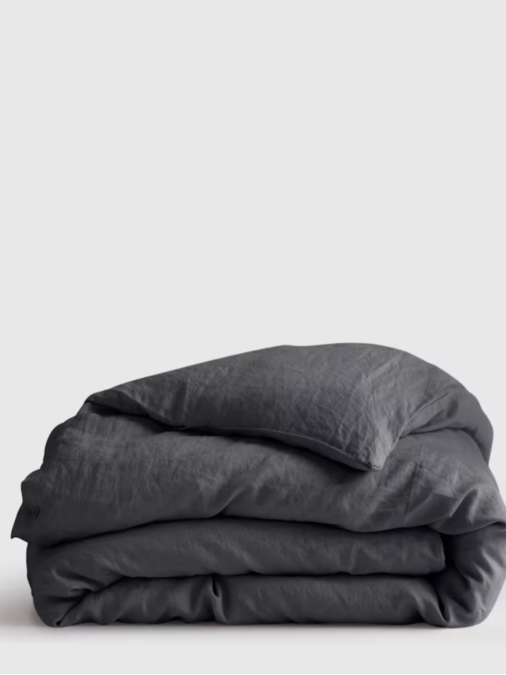 Washed Linen Duvet Cover Set - Charcoal 2 standard shams